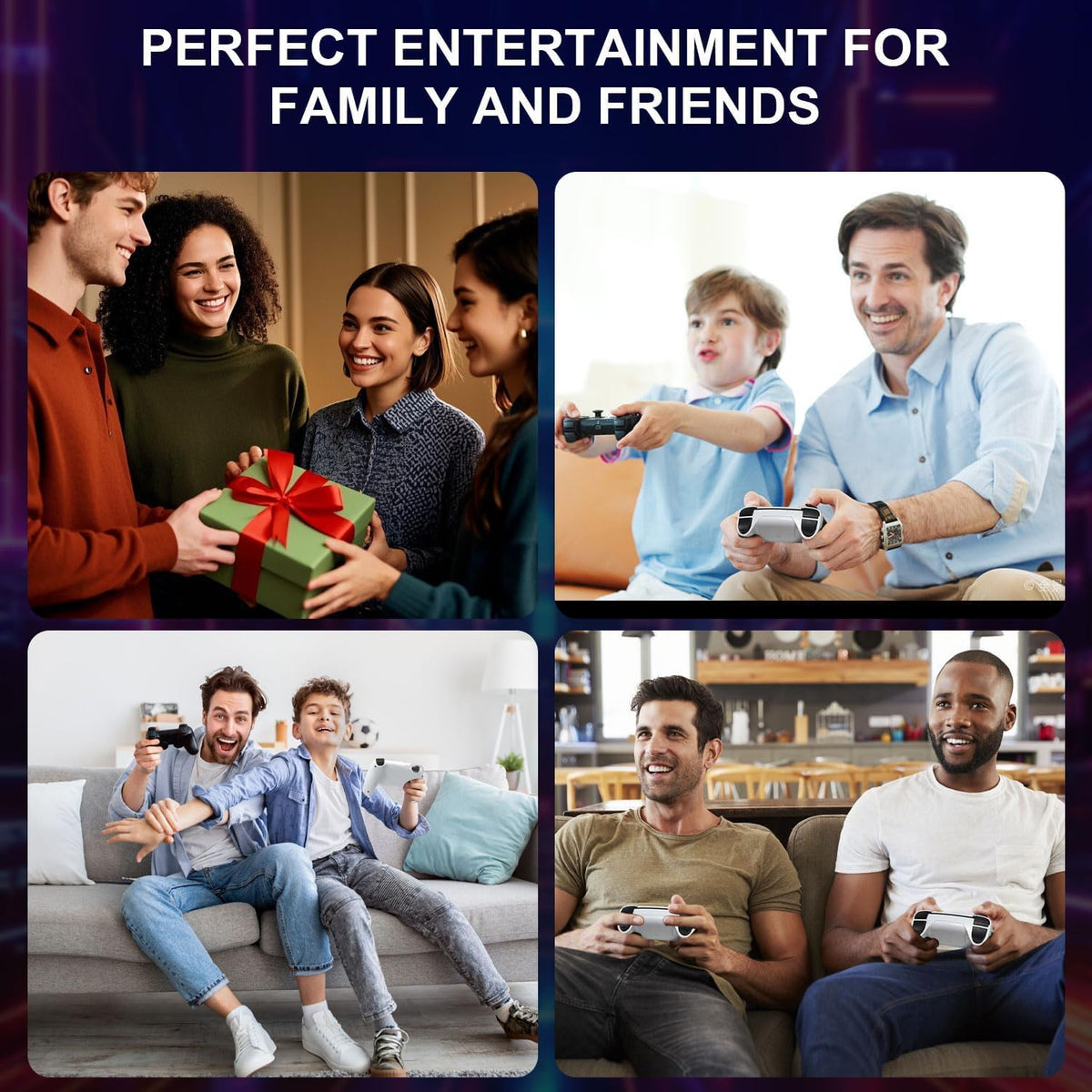 Retro Game Stick Console with 4K HDMI Output, 64GB Memory Card, and 2.4GHz Wireless Controllers H4573