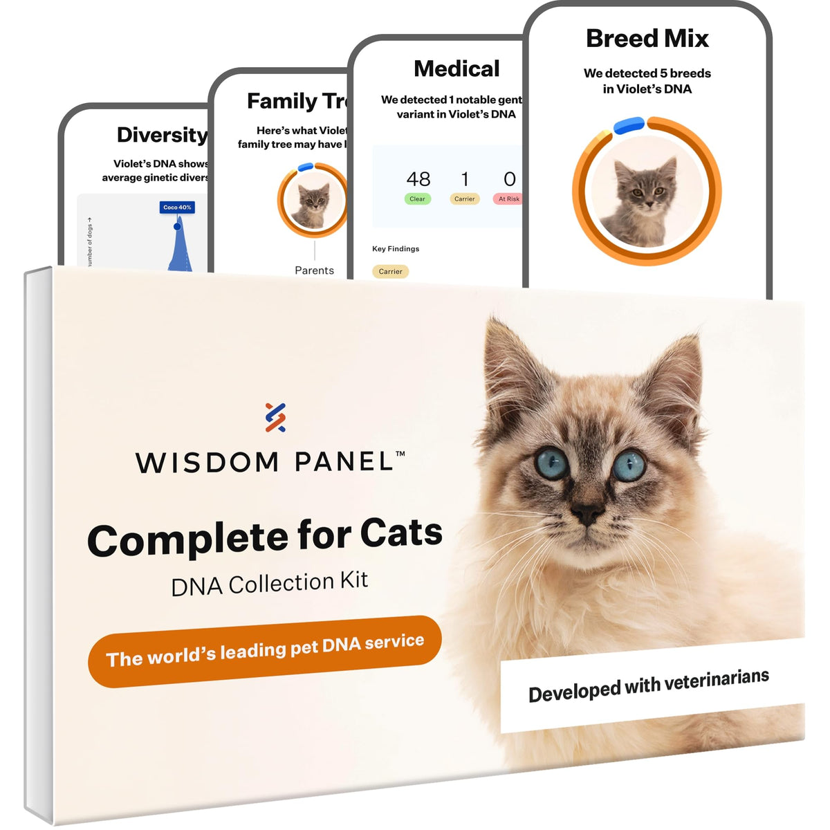 Cat DNA Test Kit, 45 Health Conditions, 1 Pack X44842