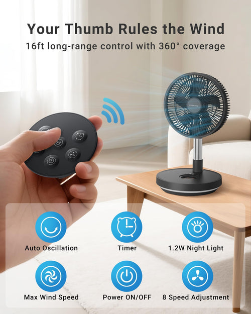 10" Portable Oscillating Fan with 10000mAh Rechargeable Battery P59858