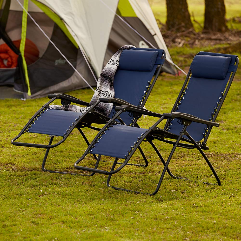 Blue 2 Pack Zero Gravity Folding Recliner Lounge Chair G52068