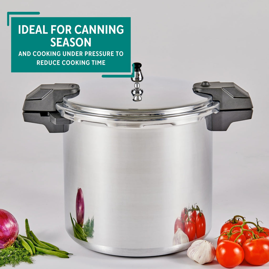 Polished Aluminum 22-Quart Pressure Cooker D19943