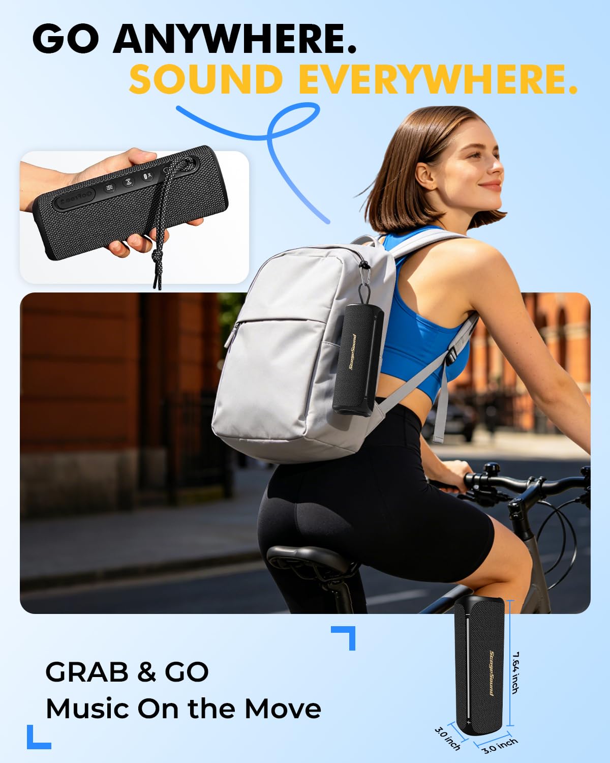 Portable Bluetooth Speaker IP67 Waterproof Black U251938