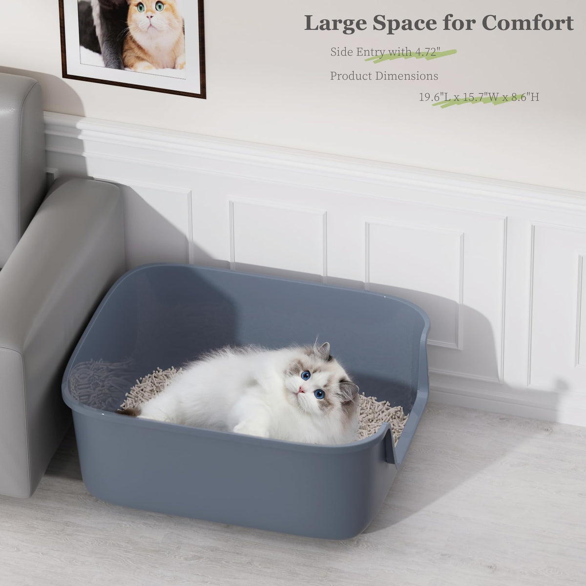 Large High Sided Anti-Splashing Cat Litter Box R486