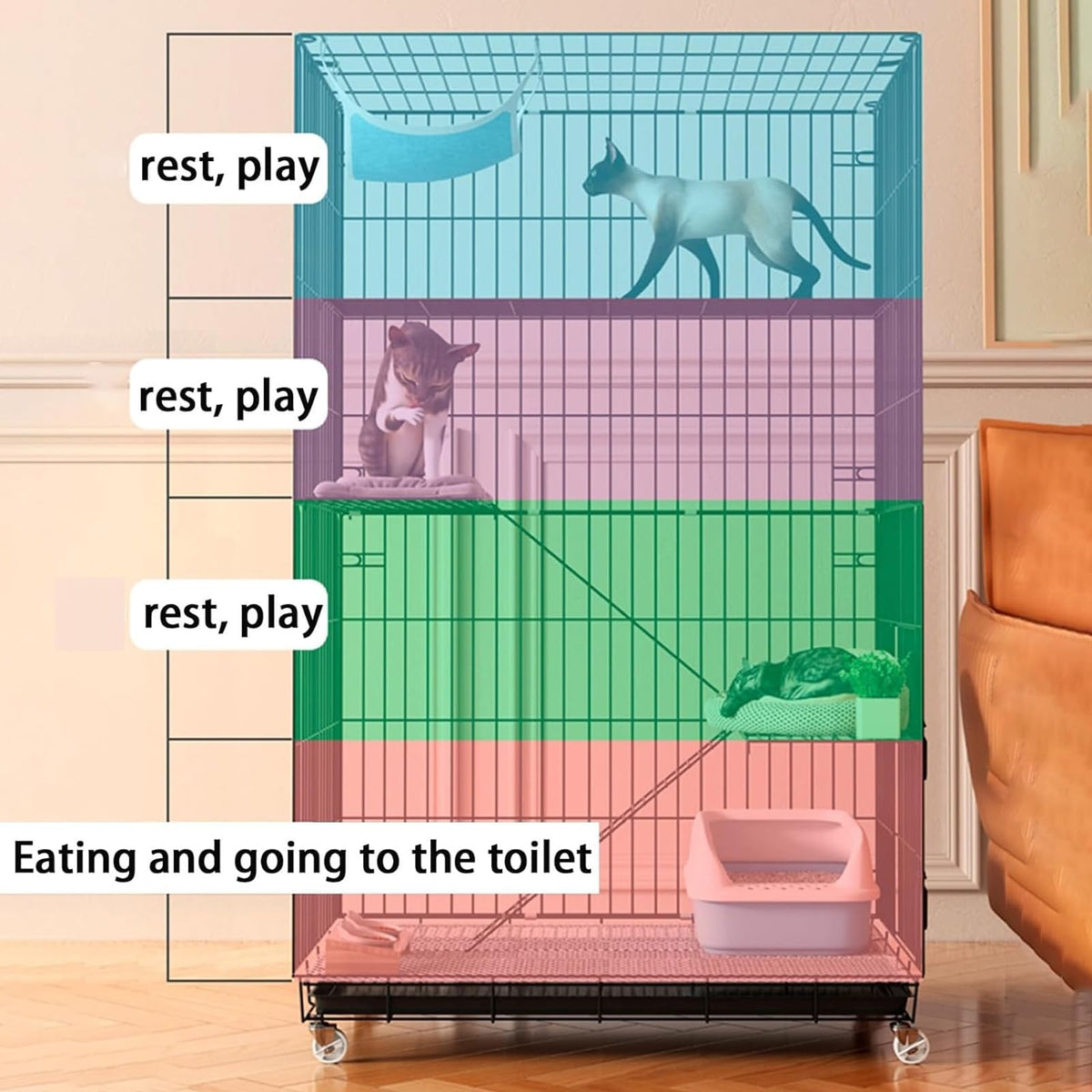 4-Tier Cat Cage with Wheels Z750