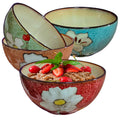 Ceramic Cereal Bowl Set of 4, 28oz Floral Pattern, Microwave Safe V6754
