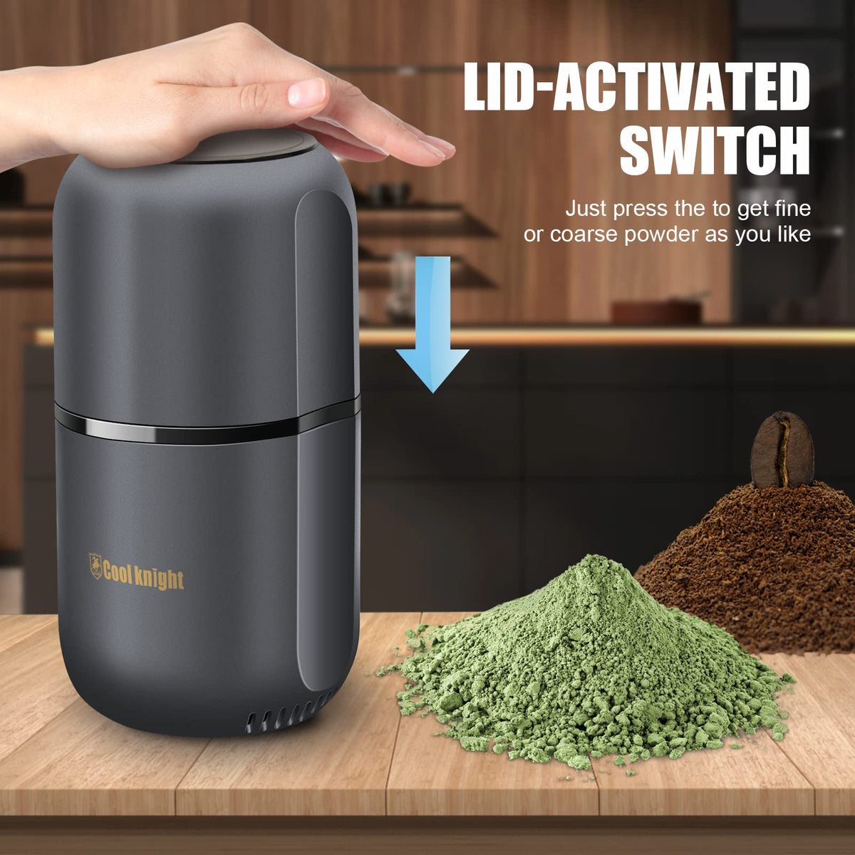 Electric Herb Grinder with Pollen Catcher 7.5" Grey R508429