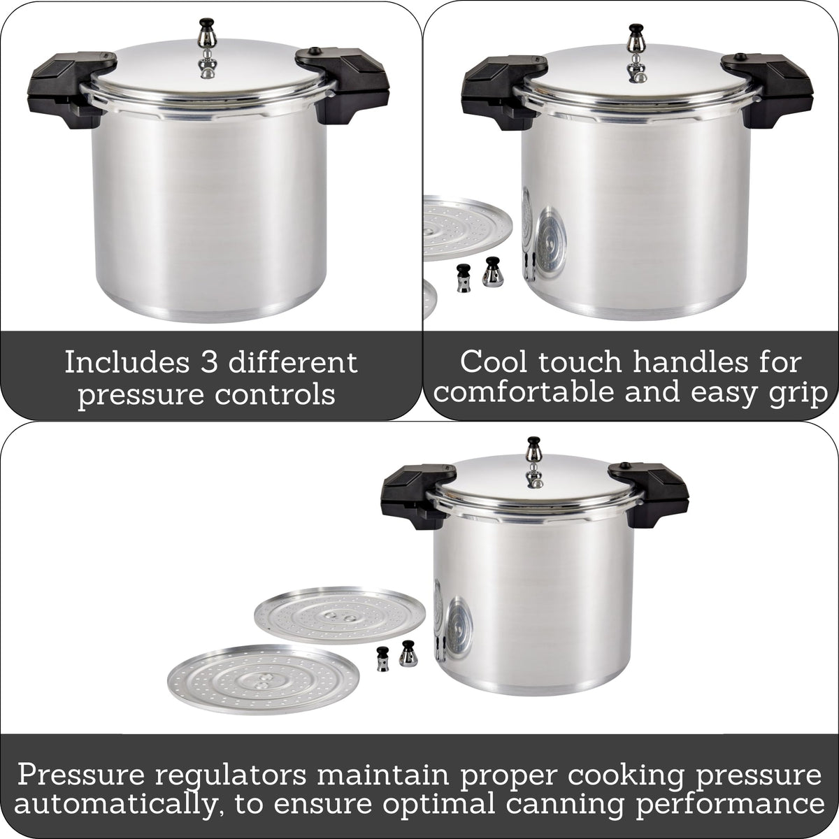 Polished Aluminum 22-Quart Pressure Cooker D19943