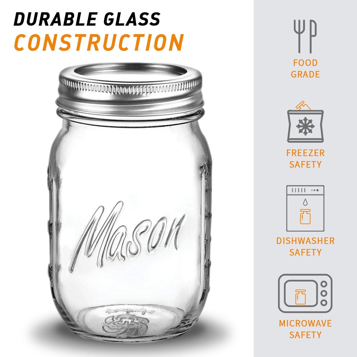 16 Oz 6 Pack Regular Mouth Mason Jars C5627