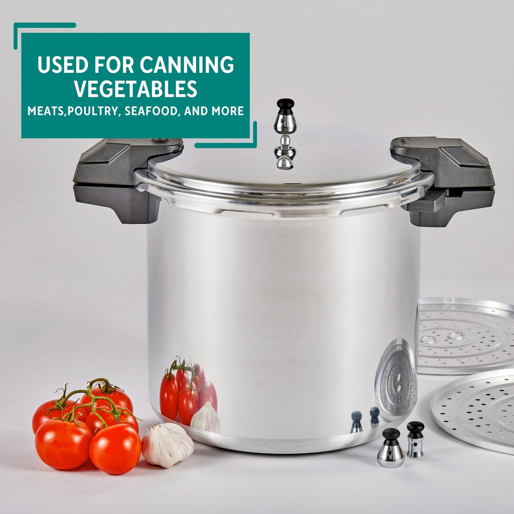 Polished Aluminum 22-Quart Pressure Cooker D19943