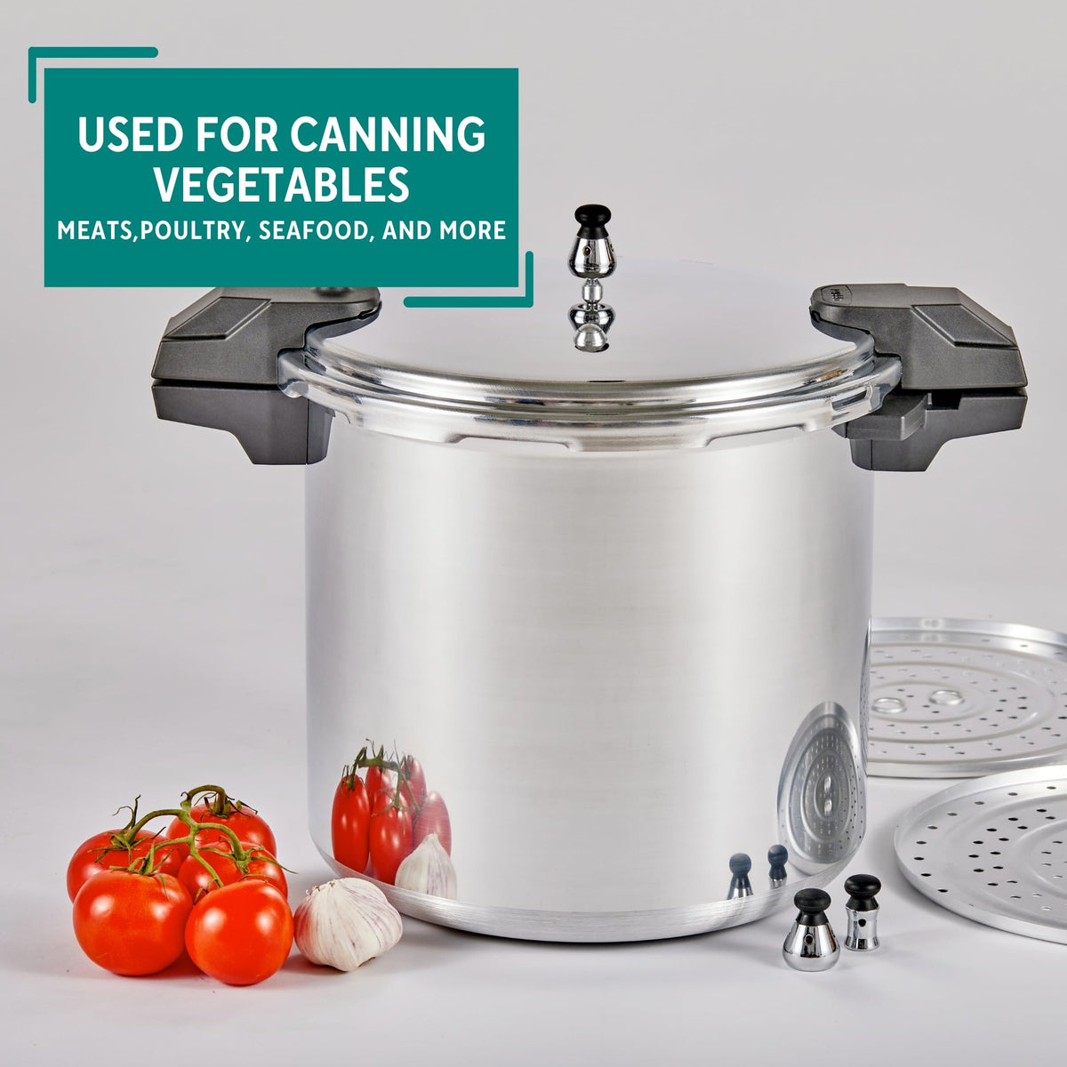 Polished Aluminum 22-Quart Pressure Cooker D19943