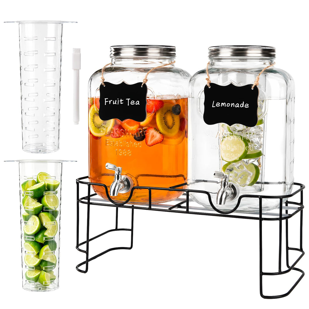 2 Pack 1.5 Gallon Glass Drink Dispenser with Spout Y983544