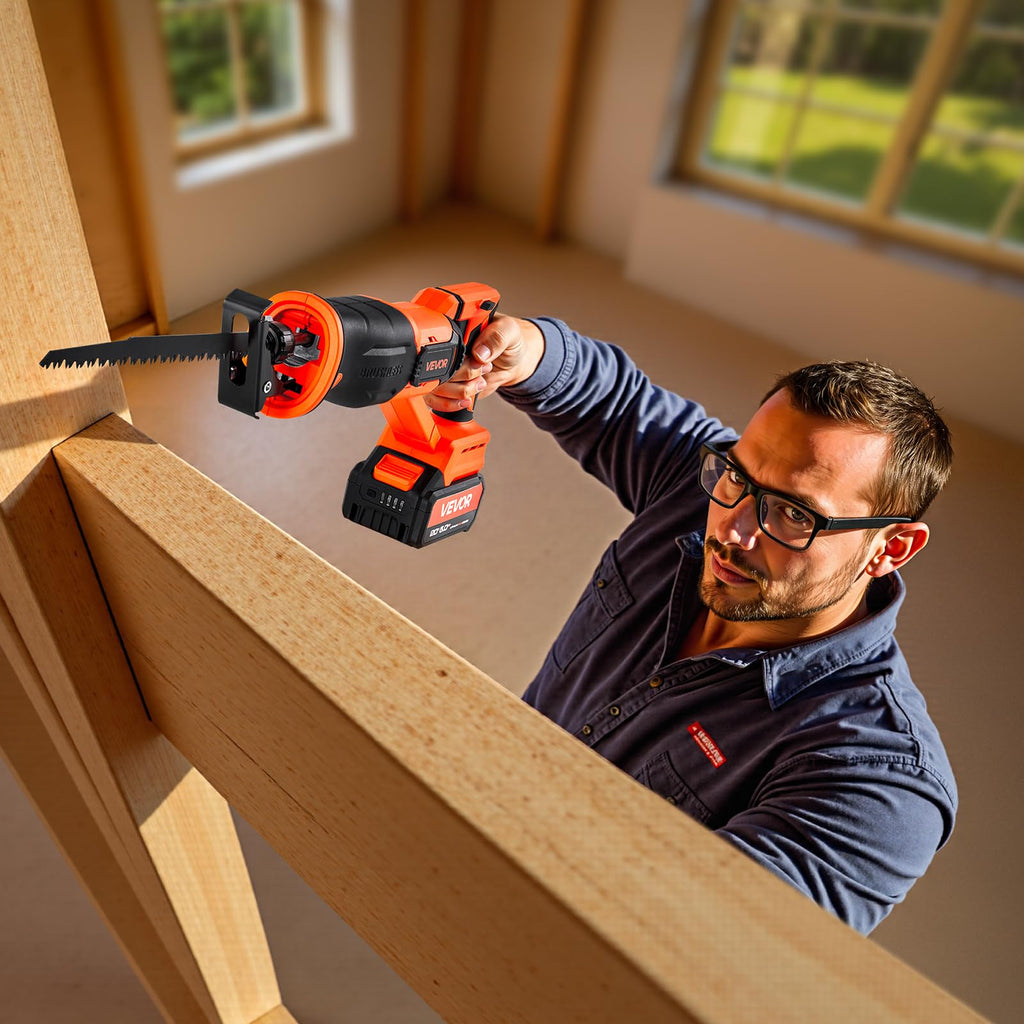 20V Cordless Reciprocating Saw with Battery, 8 Blades, and Carrying Bag Q93914