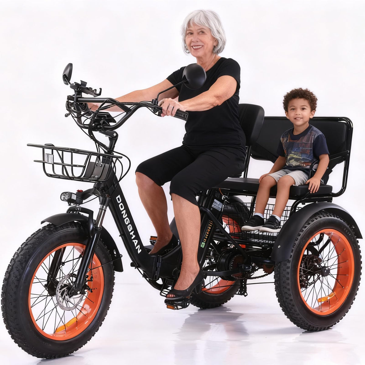 20"x4.0" Fat Tire 750W Folding Electric Tricycle 48V 15Ah Aluminum 7-Speed B390