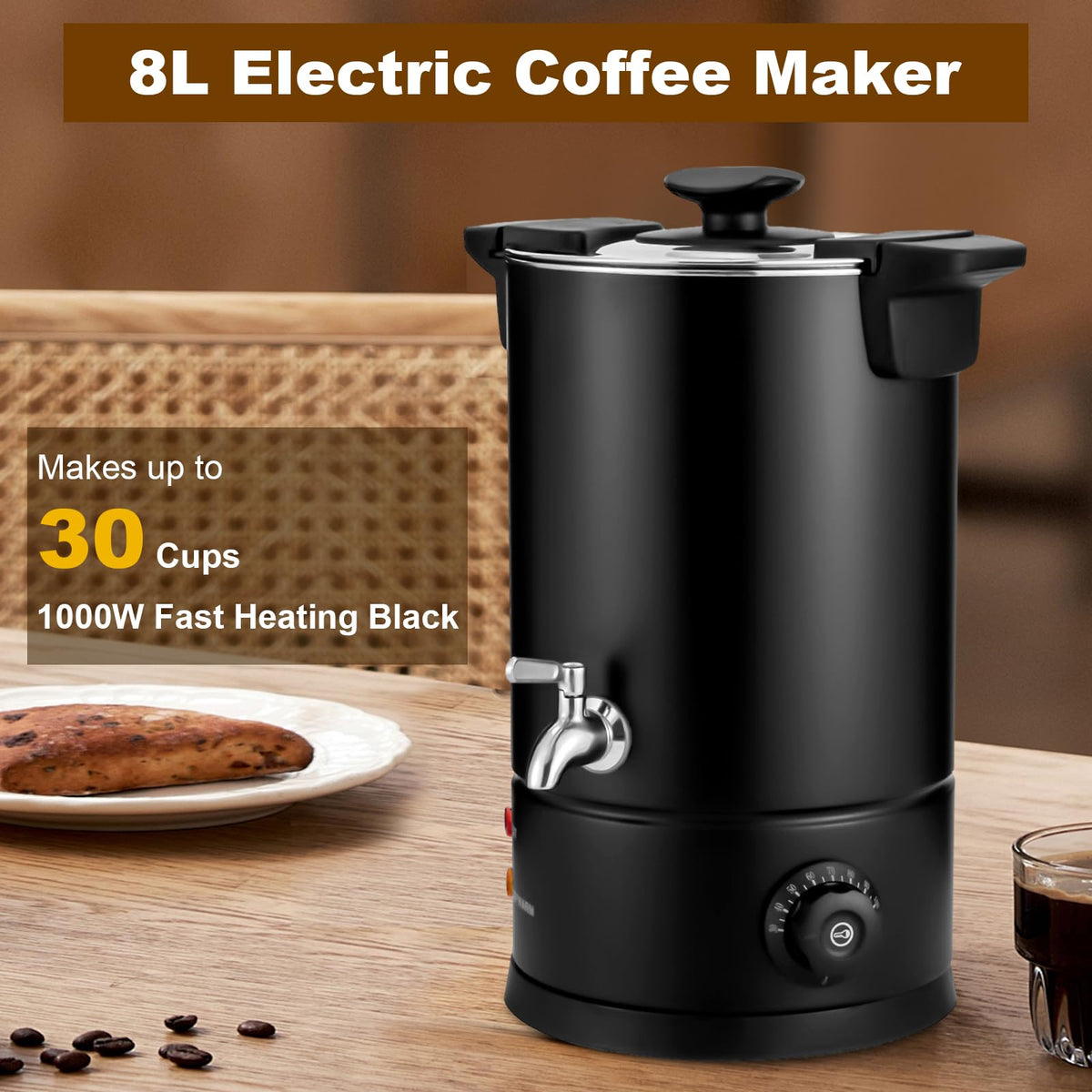 8L Electric Stainless Steel Coffee Urn B606