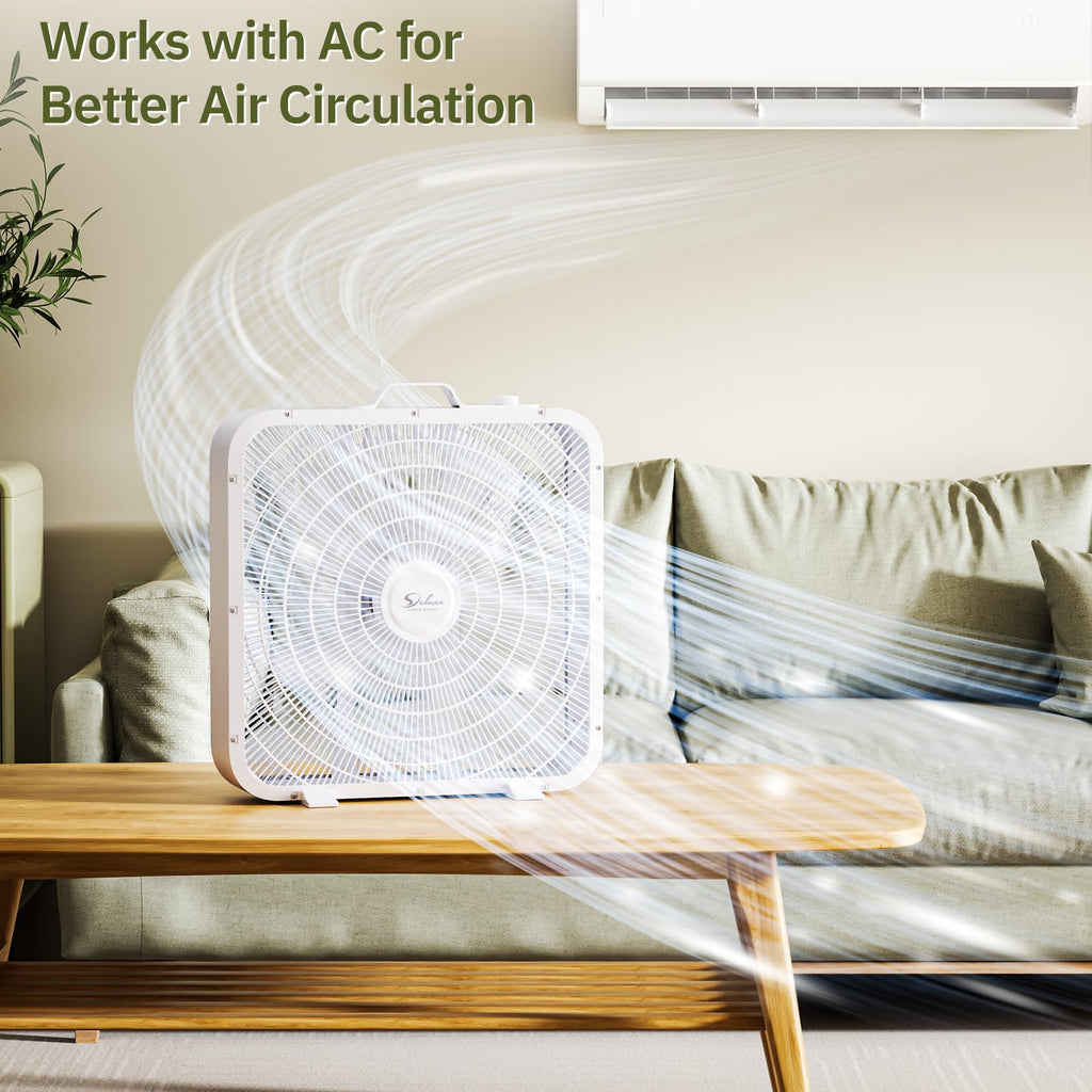 20” 3-Speed Box Fan with Carry Handle, White P214986