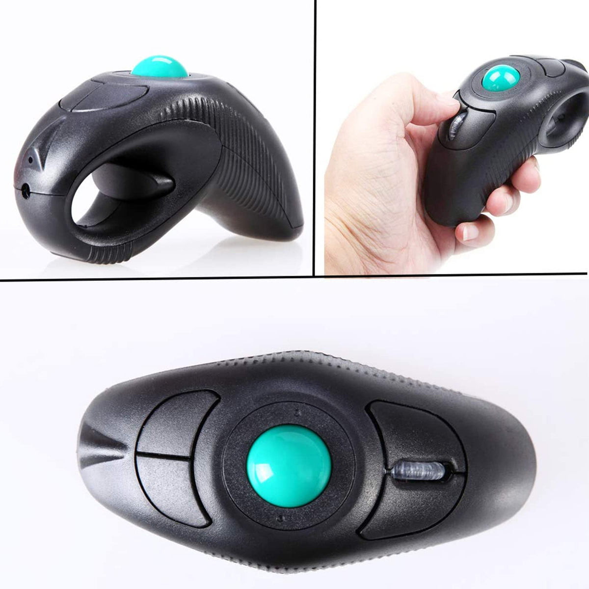 Wireless 2.4G USB Ergonomic Trackball Handheld Finger Mouse W9347