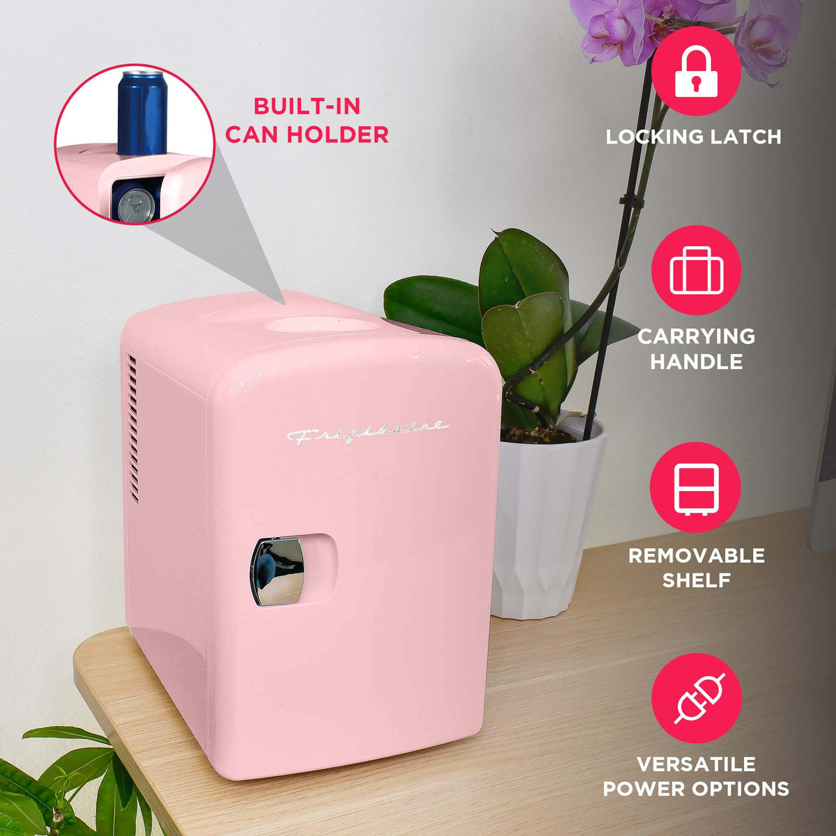 Mini Portable Compact Personal Fridge, 4 Liter Capacity, Pink T306