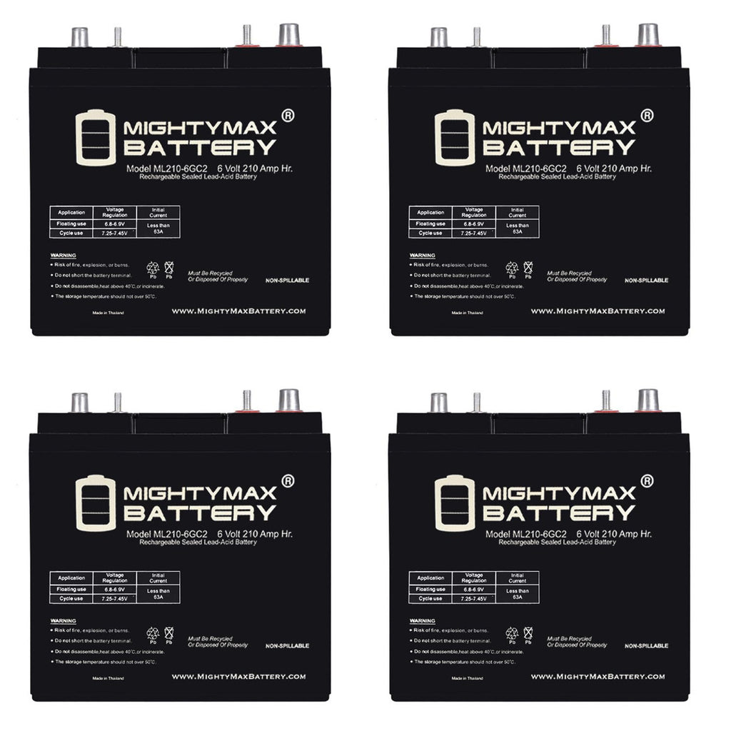6V 210AH Dual Terminal SLA Replacement Battery 4 Pack T52224