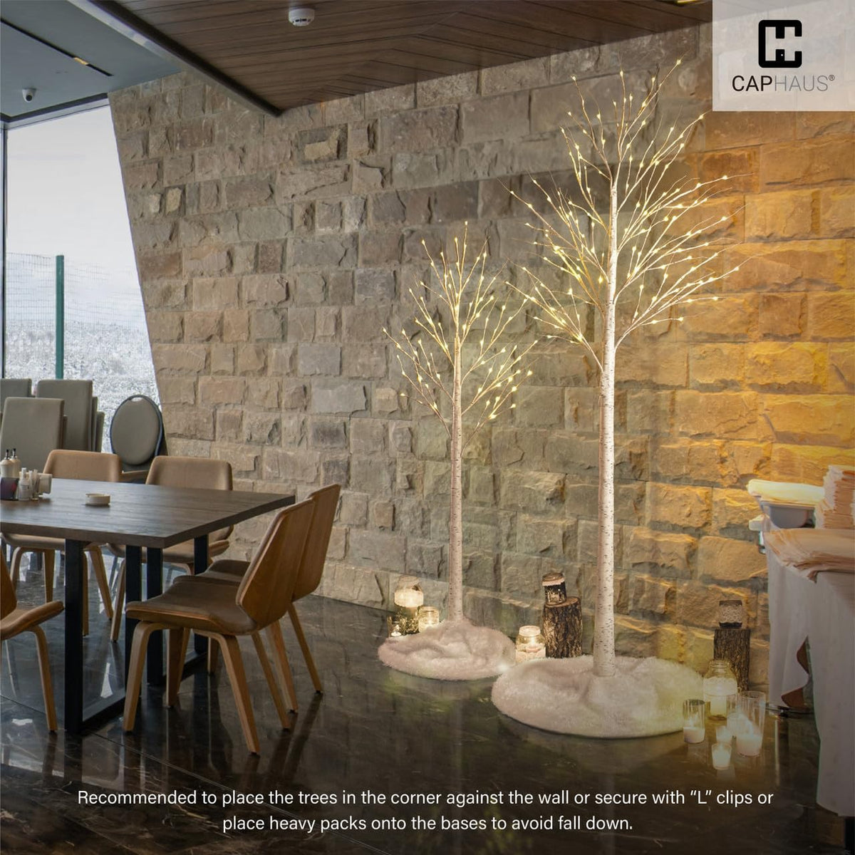 8 Ft White Pre-Lit Birch Tree with 132 Warm White LED U806