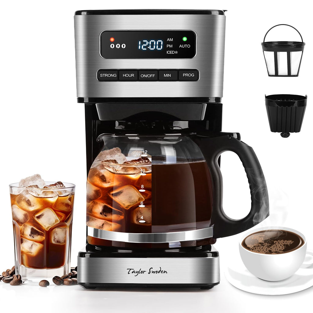 Programmable Coffee Maker 12 Cup, Black & Stainless Steel L56264
