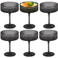 6 Pieces 10.5oz Black Ribbed Acrylic Cocktail Glasses W517