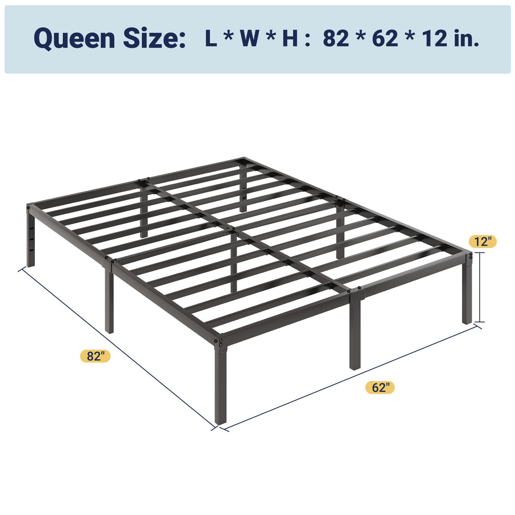Queen 12 Inch Metal Bed Frame with Storage Space J687