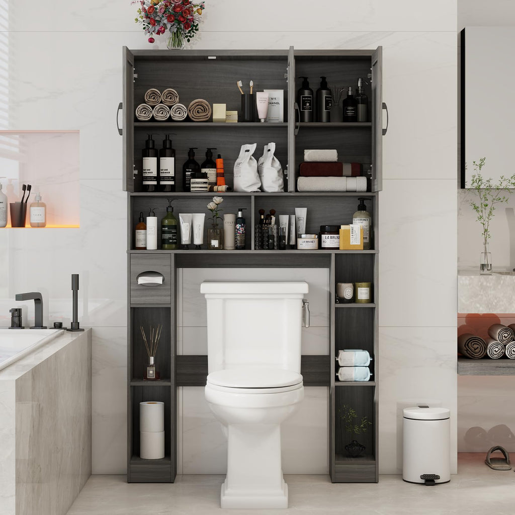 Over The Toilet Storage Cabinet with 3 Barn Doors G81679