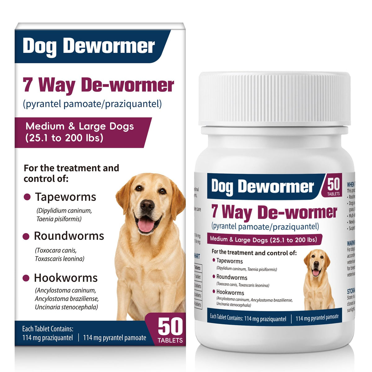 7-Way Dewormer for Large Dogs & Puppies, 50 Tablets G185323