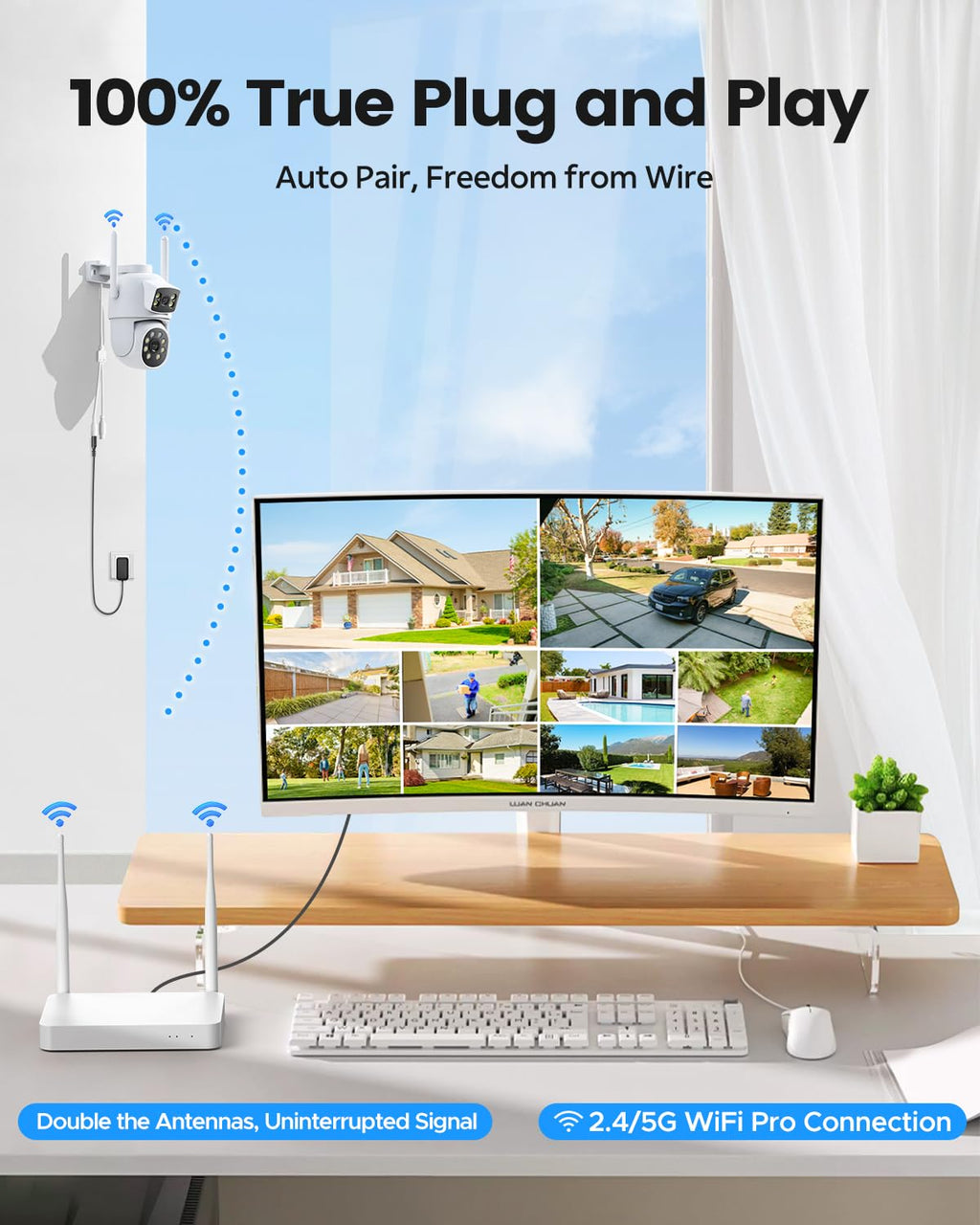 Wireless Outdoor 4 Cam Home Security Cameras System K61217