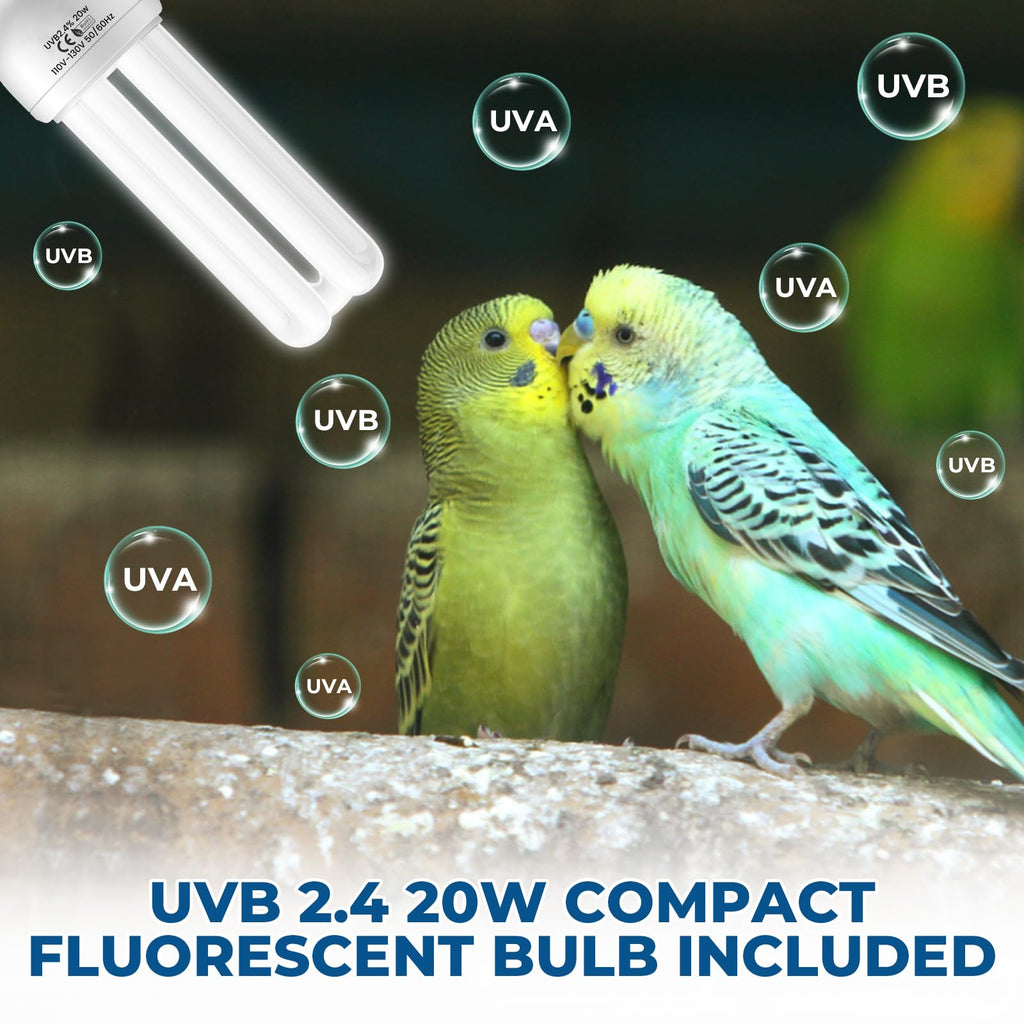 2.4% UVB Bird Cage Light Fixture Combo Kit with Adjustable Timer X8266