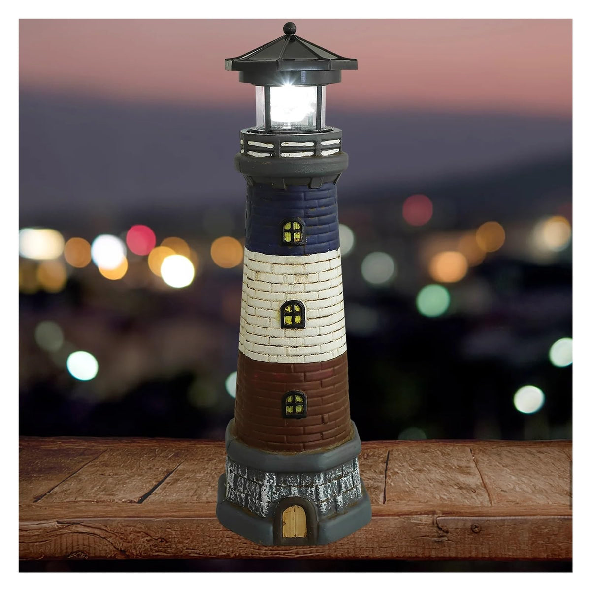 Solar Powered Lighthouse Rotating Beacon Red Resin E4527