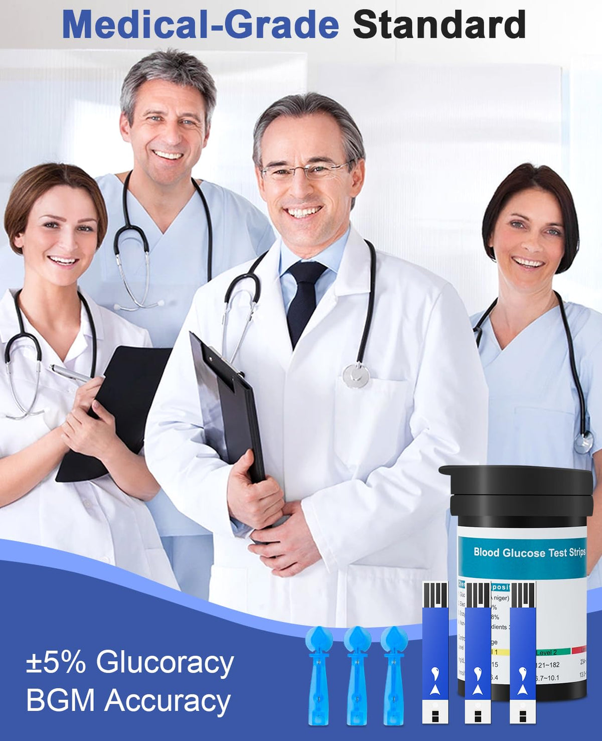 Blood Glucose Test Strips, 100 Lancets X982
