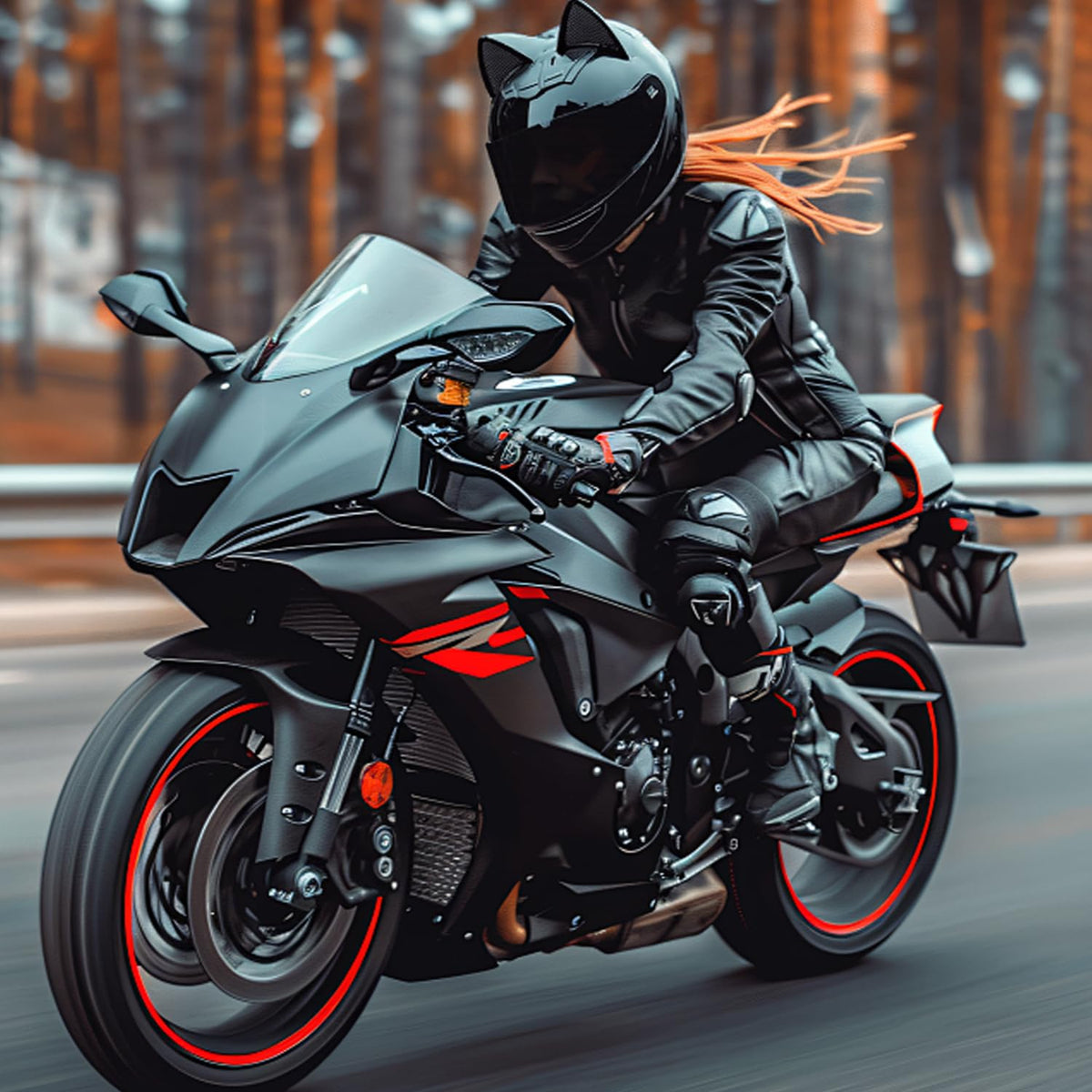 Bluetooth Motorcycle Cat Ear Full Face Helmet DOT Approved B785