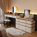 Leather Makeup Vanity with Tempered Glass Top & LED Light D1007