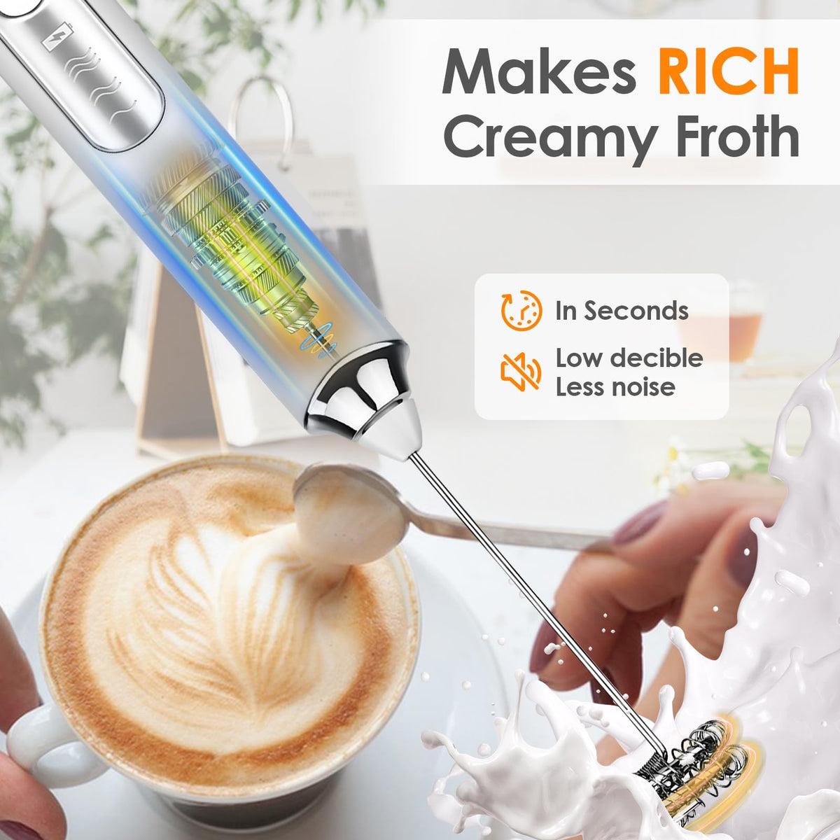 Handheld Rechargeable Milk Frother S7232