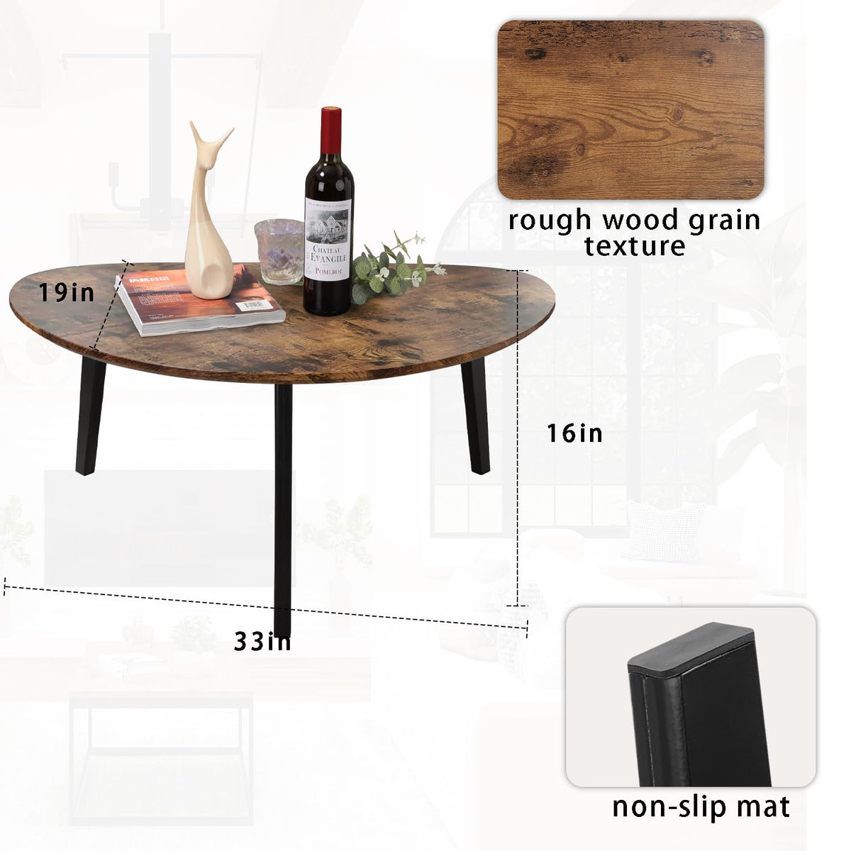 Oval Espresso Wood Coffee Table X72818