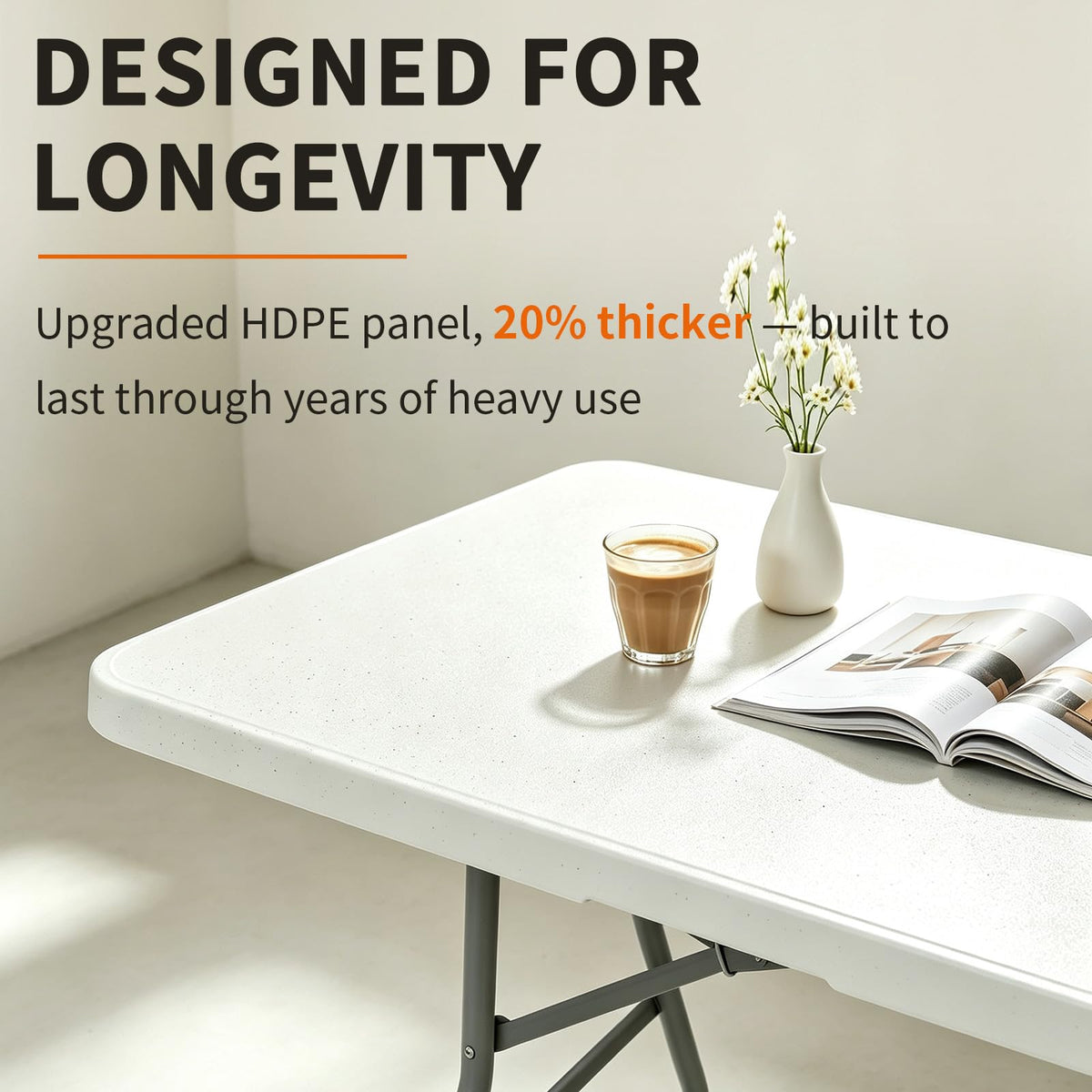 6ft Heavy Duty Portable Plastic Folding Table F628015