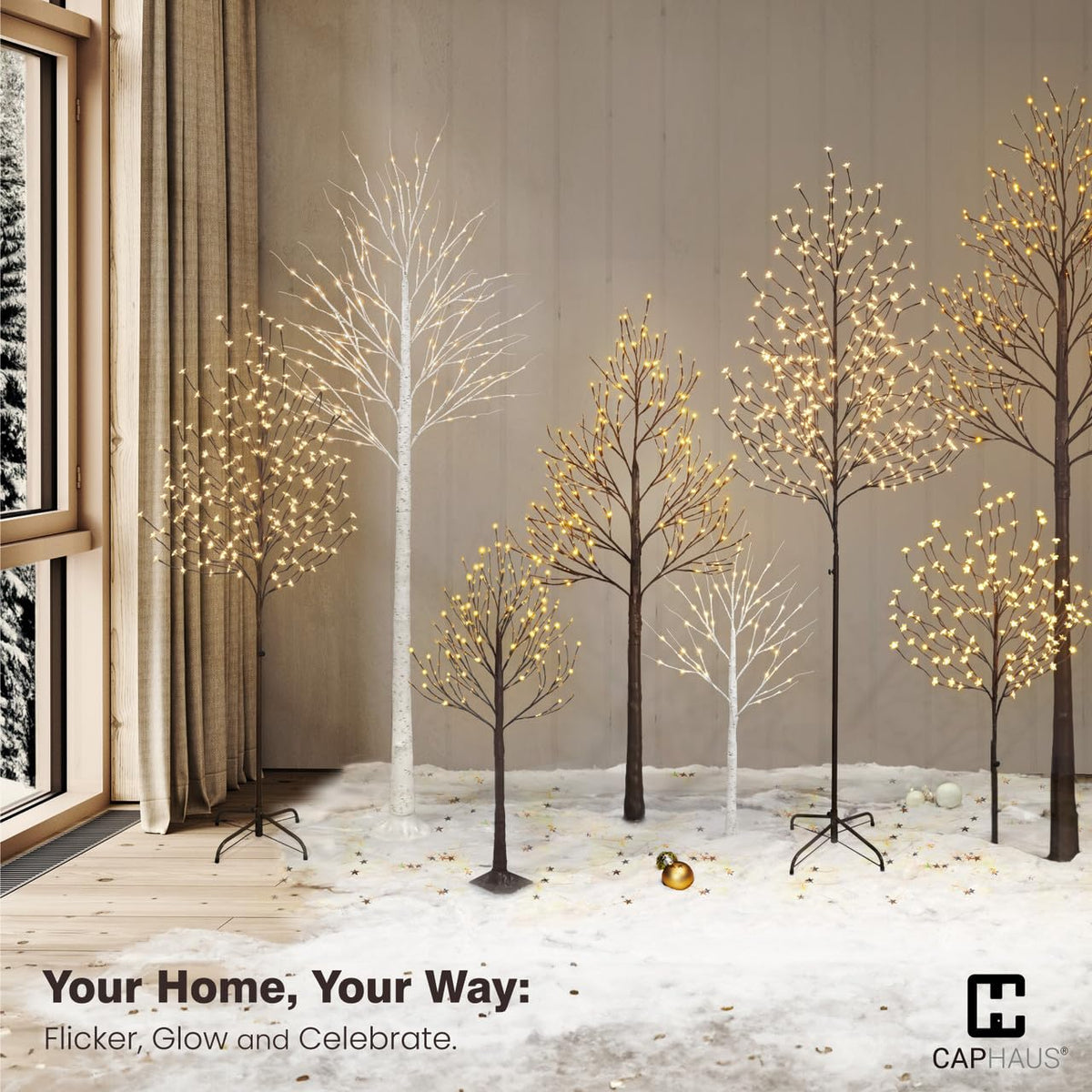 8 Ft White Pre-Lit Birch Tree with 132 Warm White LED U806