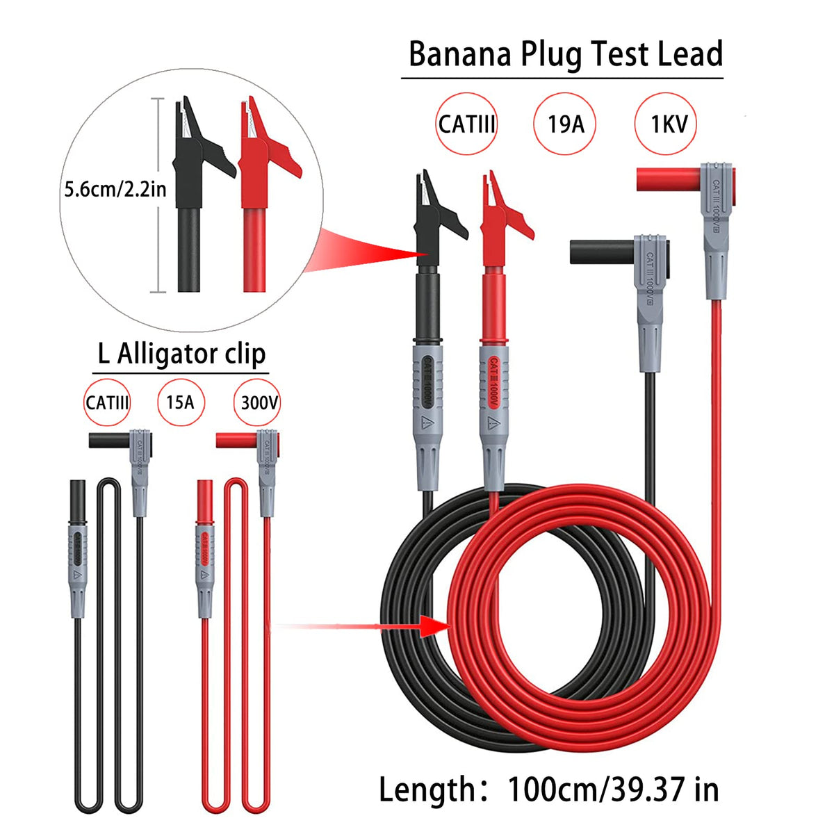 24 Pcs Multimeter Test Leads Set with Alligator Clips H808619