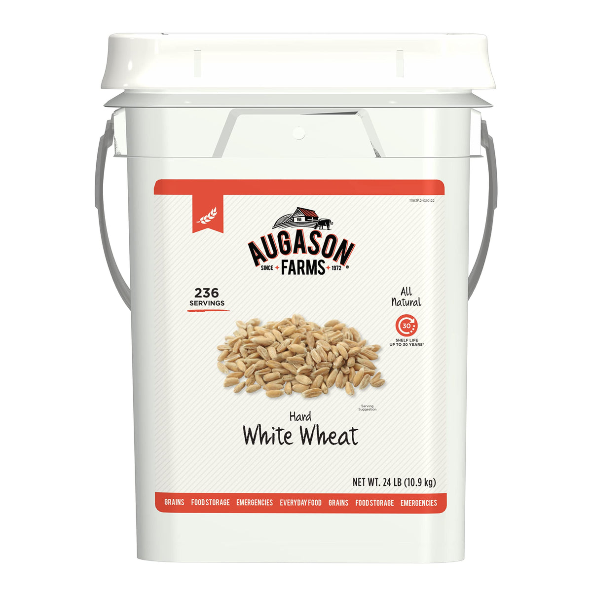 Hard White Wheat Emergency Food Storage 24 Pound Pail B5055