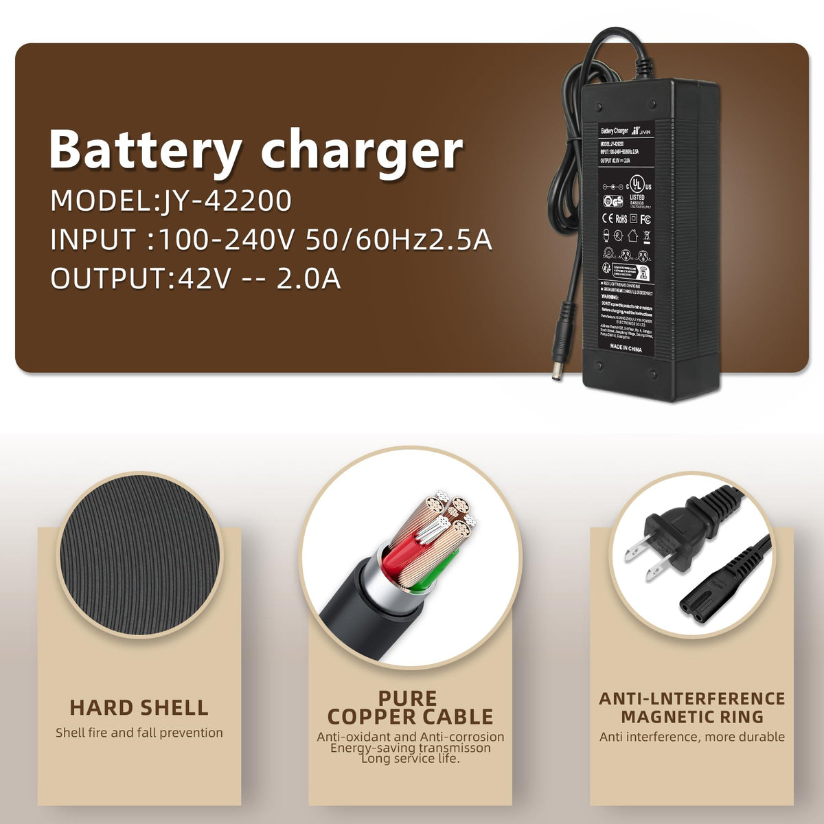 36V-42V 2A Electric Scooter Charger W479851