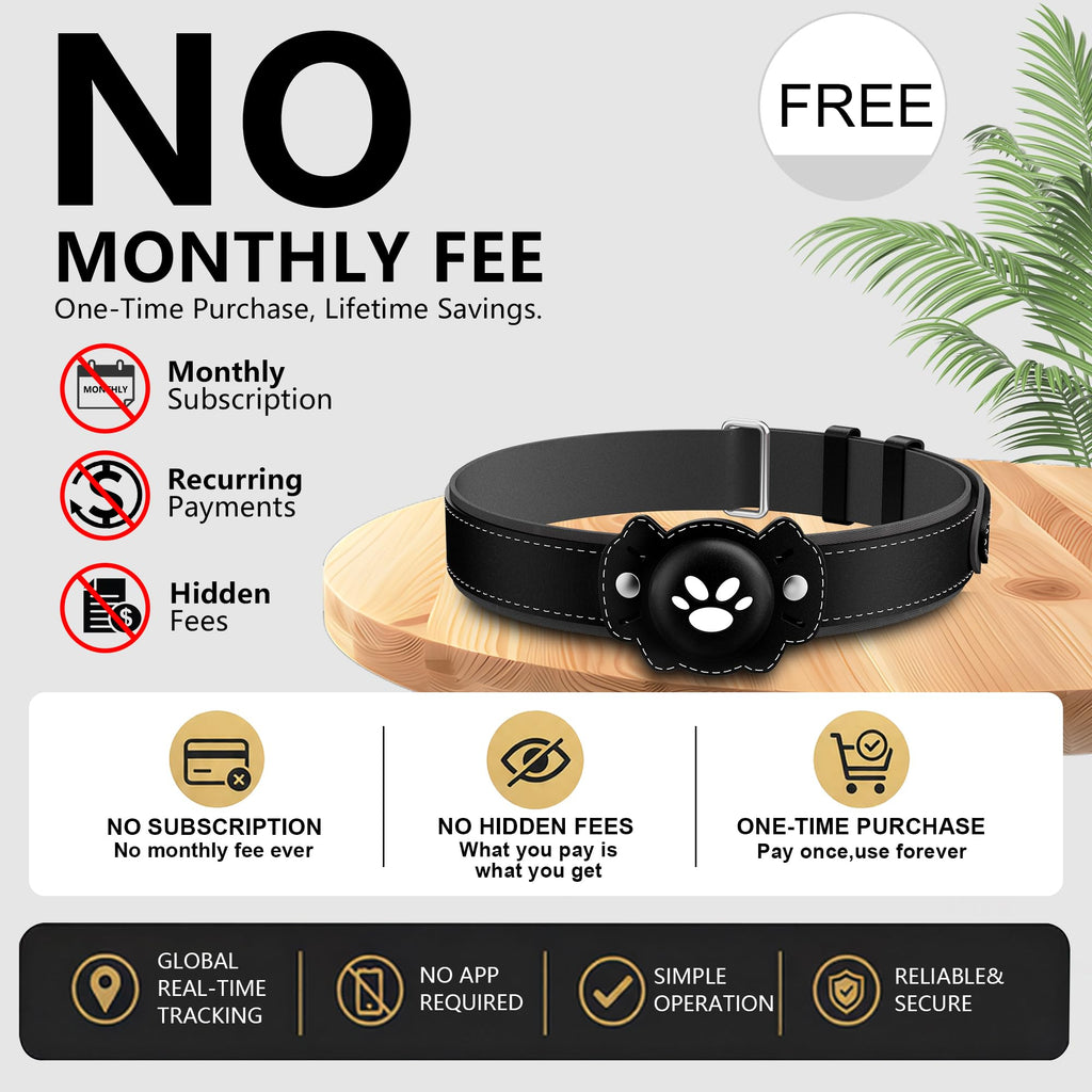 GPS Cat Collar Tracker, Waterproof, Black W9491