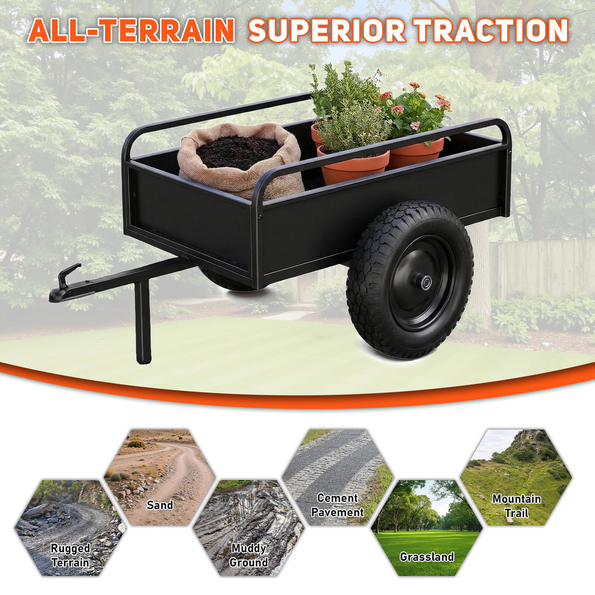 4.80/4.00-8 Flat Free Wheelbarrow Tire and Wheel Q72749