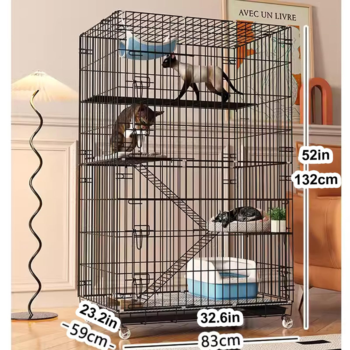 4-Tier Cat Cage with Wheels Z750