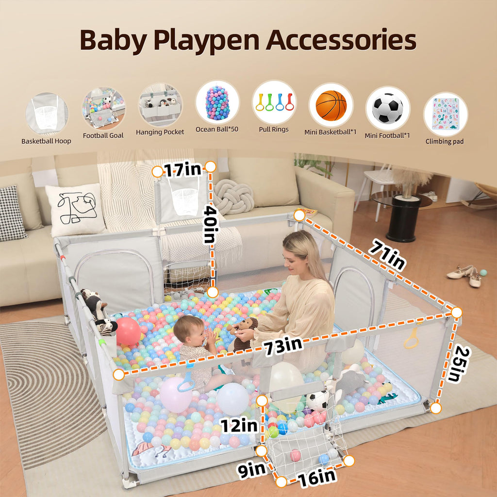 Baby Playpen with Mat 73"x71" W3433