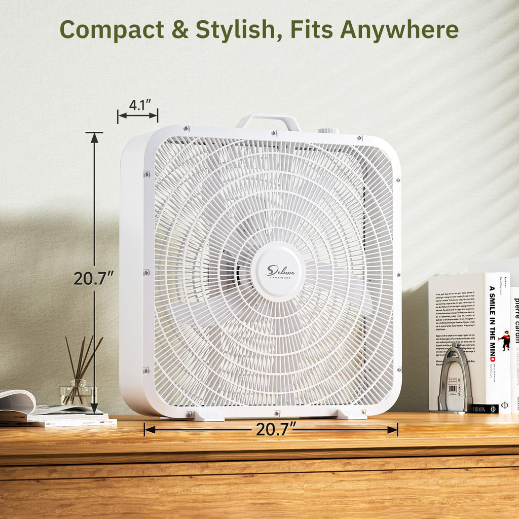 20” 3-Speed Box Fan with Carry Handle, White P214986