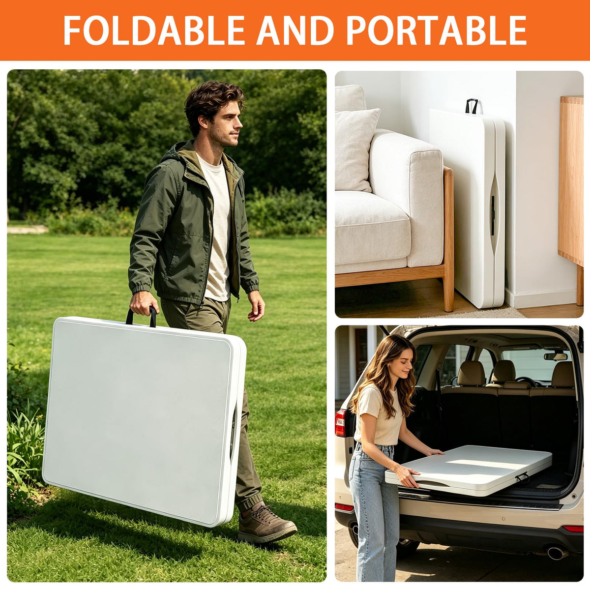 6ft Heavy Duty Portable Plastic Folding Table F628015