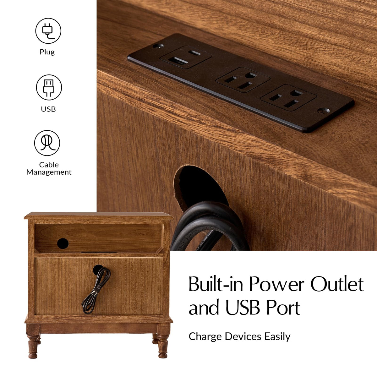 2-Drawer End Table with Charging Station L80276