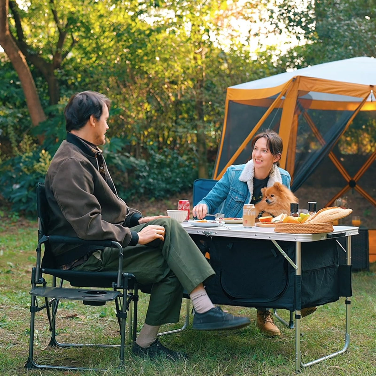 Folding Camping Table with Storage Z266