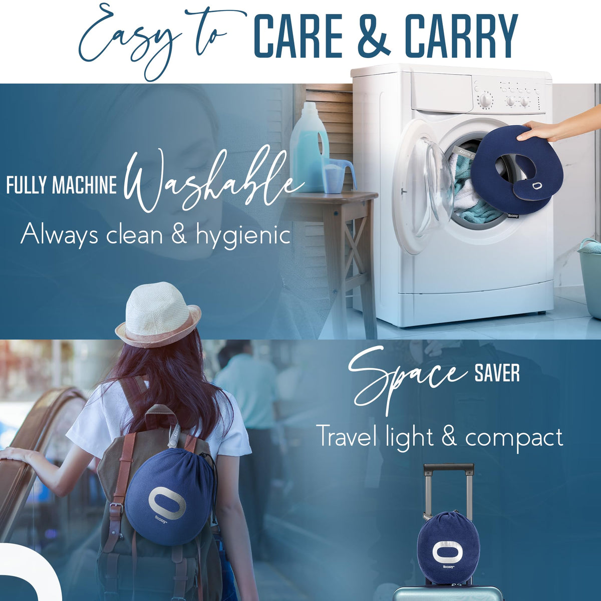 Soft Adjustable Travel Neck Pillow with Carry Bag X585